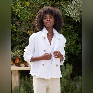Frank‎ & Eileen Mini Belfast Jacket White Cropped Sweatshirt Peacoat Size M